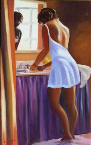 Françoise Burger - La toilette - huile 34x55